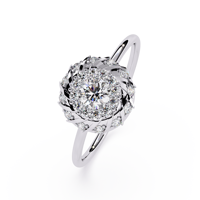 Bague halo en diamant de culture, plaqué or 14 carats, taille ovale, bijoux de fiançailles et de mariage pour femmes