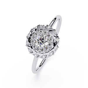 แหวนเพชรแล็บโกรว์ทรงโอวัลชุบทอง 14K ประดับเพชรรอบวง สำหรับงานหมั้นและงานแต่งงานสำหรับผู้หญิง - Product Image 4