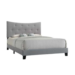 Letto matrimoniale grigio con testiera imbottita trapuntata - Product Image 3