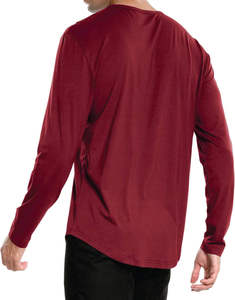 เสื้อยืดแขนยาวผู้ชายผ้าฝ้าย 100% สำหรับออกกำลังกาย แบบเรียบๆ สั่งทำได้ - Product Image 4