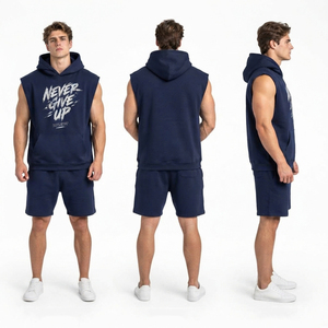 Hoodie sans manches pour homme imprimé par sublimation, en molleton de coton épais, pour l'hiver, coupe oversize - Product Image 5