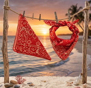Handmade Block Printed Floral & Colorful Pattern 53x53cm Cotton Bandana <b>Scarf</b> for Women-Spring/Summer Use - Product Image 1