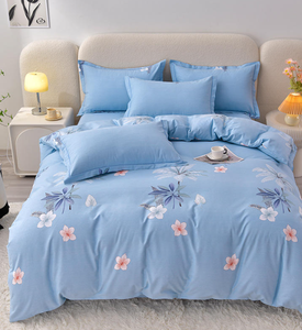 Blue Yellow <b>Striped</b> <b>Bedding</b> <b>Set</b> With Geometric Pattern Adult Size Modern Design - Product Image 4