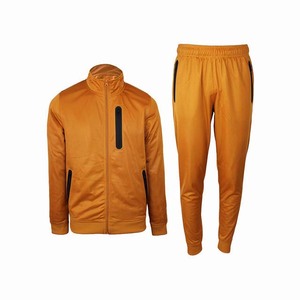 Survêtement orange pour homme, fermeture éclair intégrale, col montant, coupe décontractée, polyester, vêtement d'automne avec poches latérales - Product Image 4