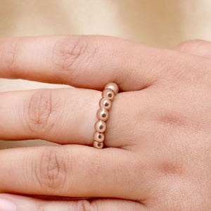 Wholesale 925 Sterling <b>Silver</b> Rose Gold Plated Ball Bead Stackable <b>Ring</b> Memoria Jewels - Product Image 6