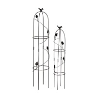 Neuer Trend: Gartenpflanzen-Obelisk aus Eisen, leichtes Rankhilfemittel, 2er-Set, verbindbare Pflanzenstützen