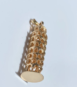 Collar con Colgante Vintage de la Torre de Pisa Chapado en Oro de 18K con Cadena de Serpiente Minimalista para Uso Diario de Mujer, Certificado IGI - Product Image 3