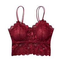 Bralette de encaje de verano para mujer, estilo bikini, sin costuras, sin espalda, sexy, push-up, sin aros, lencería con copas extraíbles, con logo, top deportivo corto