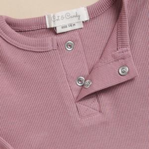 Body manches longues en bambou élasthanne bio de qualité supérieure-Rose nostalgie - Product Image 3