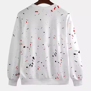 เสื้อฮู้ดสตรีทแวร์ผู้ชาย ผ้าฟลีซนุ่ม เสื้อสเวตเชิ้ต OEM สกรีนโลโก้ตามสั่ง ขายส่ง ฤดูหนาว รับออเดอร์จำนวนมาก เสื้อสเวตเชิ้ตคอกลมสีขาวสำหรับผู้ชาย - Product Image 4