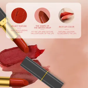 Guangzhou Pabrik Grosir Make Up Kosmetik Private Label Lipstik Merah