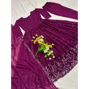 Vestido Anarkali de Diseñador con Pantalón y Dupatta para Fiestas - Elegante Vestido de Noche - Product Image 4