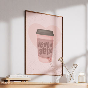 Décoration murale festive, illustration mignonne de tasse de café latte, impression d'art minimaliste pour bar à café, décoration murale pour la maison - Product Image 3