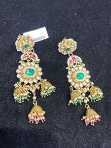 Vintage Gold Plated Sterling Silver Claw Setting Drop <b>Chandelier</b> Earrings Brilliant Cut Moissanite Flower Design Women Wedding - Product Image 2