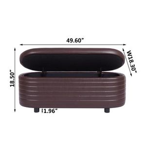 Brown PU Leather Modern Upholstered <b>Storage</b> Bench End of Bed <b>Stool</b> for Living Room Entryway Bedroom - Product Image 4