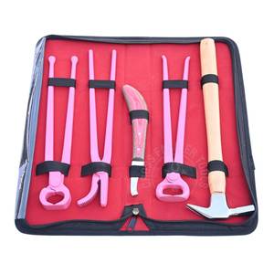 ชุดเครื่องมือช่างตัดแต่งกีบสัตว์สีชมพู สแตนเลสสตีล พร้อมที่หนีบกีบแบบจระเข้ มีดตัดกีบแบบเรนโบว์ ค้อนตอกตะปูกันสนิม - Product Image 1