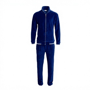 Men's Black Velour <b>Track</b> <b>Jacket</b> Full Sleeve Stand Collar Zipper Closure Casual Solid Color Midweight Polyester Autumn Wear - Product Image 2