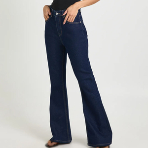 Pantalons en jean pour femmes en gros, coupe bootcut, indigo foncé, taille haute, fournisseur en gros pour les marques de denim - Product Image 3