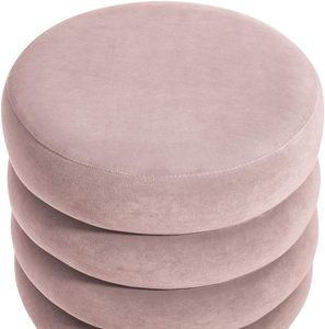 Velvet <b>Ottoman</b> <b>Stool</b> with Removable Cover Foldable Design Classic Round Footstool for Living Room & Apartment - Product Image 3
