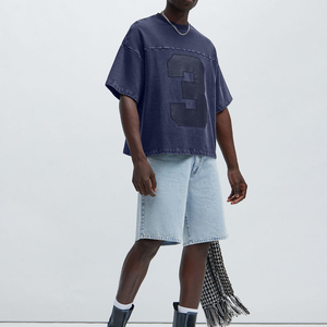 Men's Summer Jersey Distress T-Shirt 100% Cotton Anti-Wrinkle Breathable Street Style O-Neck Short Sleeve Washed Plus Size Men T - Product Image 4