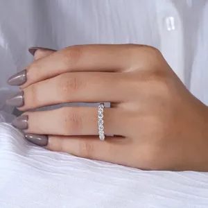 Stunning Sterling Silver Moissanite Wedding Band for Women Elegant Round Cut <b>Diamond</b> <b>Simulant</b> Anniversary Ring Fine Jewelry Gift - Product Image 2