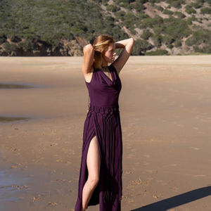 Vestido Maxi Bohemio con Flecos, Espalda Descubierta, Vestido de Festival, Vestido Fluido Boho para Vacaciones de Verano en la Playa - Product Image 1