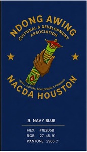 Asociación Cultural y de Desarrollo Ndong Awing, Prenda Tradicional Africana Bordada, Color Azul Marino de Houston, Patrón Geométrico - Product Image 2
