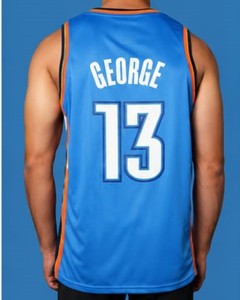 Camiseta de Baloncesto Negra George 13 para Hombre, Sin Mangas, Sublimada, de Poliéster, Cuello en V, Corte Regular, Transpirable, Personalizable, para Verano - Product Image 5