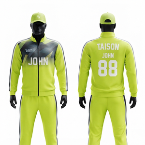 Tenue d'entraînement de badminton unisexe 300 grammes en polyester interlock premium vert citron avec panneau de sublimation et logo personnalisé pour équipe - Product Image 1