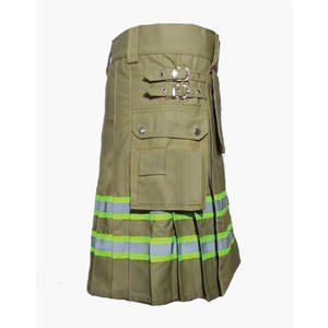 Kilt de pompier vert olive, poche avant, coton plissé, kilt pour hommes - Product Image 2