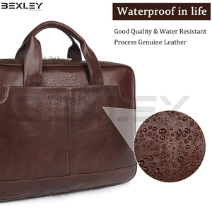 Maletín de Cuero Genuino Marrón para Hombre, Bolso de Hombro para Negocios con Asa, Logotipo Personalizado, Bolsos de Viaje para Portátil - Product Image 4