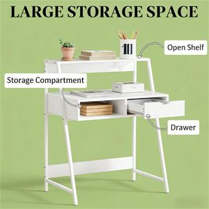 White Home Office <b>Desk</b> for Computer <b>Study</b> Writing - Product Image 4