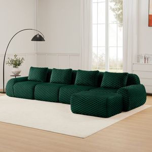 Divano componibile moderno a L in tessuto flanella, 4 posti, senza struttura, con seduta profonda, per soggiorno - Product Image 1