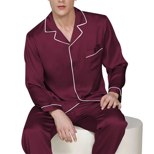 Ensemble de pyjama en satin de luxe sur mesure pour hommes, 100% soie, vêtements de nuit, pyjama en soie 2 pièces, prix de gros, prix bas - Product Image 1