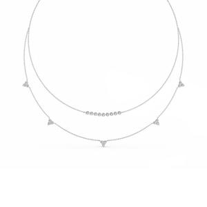 Collar Moderno de Oro Rosa de 9K con Doble Capa y Diamantes de Laboratorio, con Acento de Barra Curva y Racimo, 1.96 CTW, 18 Pulgadas - Product Image 6