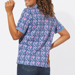 Camiseta Polo Floral para Mujer, Sublimada, Manga Corta, para Golf, Tenis, Casual, Deportiva, de Secado Rápido, Elástica, OEM - Product Image 3