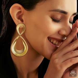 PRAO Pendientes colgantes finos elegantes chapados en oro antideslustre - Product Image 5