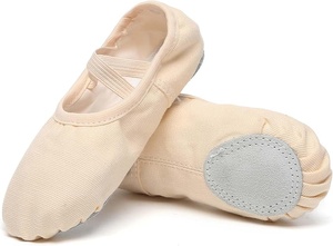 Chaussons de ballet souples en coton rose, talon plat, chaussures de danse unisexes, sangle élastique, taille 34, doublure en coton, semelle extérieure en cuir véritable - Product Image 5