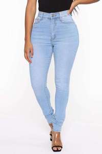 Jean taille haute skinny pour femme, effet push-up, coupe évasée, en denim – Grande Vente - Product Image 2