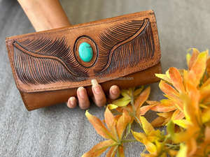 เครื่องมือช่างแกะสลักกระเป๋าสตางค์คลัทช์เคสโทรศัพท์เกมหนังแท้มีสไตล์กระเป๋าสตางค์หินใช้หลายกระเป๋าสตางค์หนังตะวันตก - Product Image 2