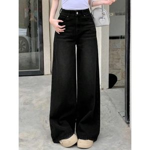 Jeans de Mezclilla Negros para Mujer, Corte Regular, Cintura Alta, Ecológicos, Transpirables, 100% Algodón, Verano, Estilo Vintage, Talla 26-40 - Product Image 2