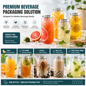 Botella de Bebida Personalizada con Logotipo, 330ml 500ml, Forma de Lata PET, con Tapa Fácil de Abrir, Envase Transparente para Jugo, Fábrica OEM - Product Image 2