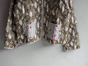 <b>Quilted</b> Cotton <b>Jacket</b> Women Stand Collar Full Sleeve Autumn Regular Length Patch Pocket Printed Fish <b>Pattern</b> GIFT FOR HER - Product Image 5