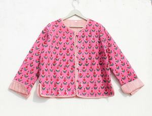 Nouvel arrivage de manteaux matelassés à imprimé floral avec patchwork, vestes indiennes faites à la main, veste matelassée bohème pour femmes - Product Image 6