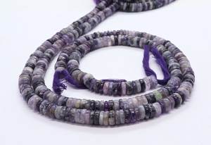 ลูกปัดชารอยต์ทรงเฮชิขนาด 7-8 มม. สีม่วง รูปทรงล้อรถ ลูกปัดพลอยชารอยต์ธรรมชาติ 16 นิ้ว ลูกปัดเฮชิชารอยต์สำหรับเว้นระยะ - Product Image 2