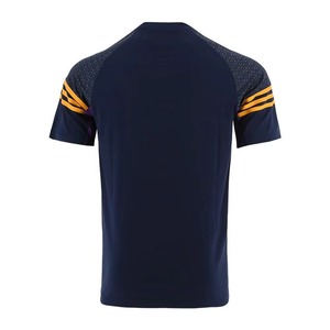 T-shirt en tricot à manches courtes pour homme, col rond, couleur unie, design décontracté, séchage rapide, coupe ajustée, bleu marine, coton, élasthanne, sublimation - Product Image 2