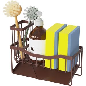 Stainless Steel Self-Drain Sink <b>Caddy</b> Rustproof <b>Kitchen</b> Sink Organizer with Sponge and Brush Holder <b>Kitchen</b> Storage Tray - Product Image 5