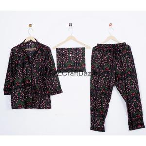 Pijama de algodón 100% para mujer, conjunto de ropa de dormir de algodón puro para verano e invierno, venta al por mayor para niñas. - Product Image 2