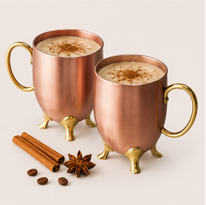 Luxury Handcrafted <b>Footed</b> Moscow Mule <b>Mug</b> Pure Solid Copper with Antique Finish and Brass Handle Premium Vintage Cocktail Cup - Product Image 4