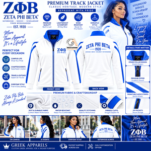 Veste de survêtement matelassée pour femmes Zeta Phi Beta Sorority Fraternity, blanche et bleue, manches longues, fermeture éclair sur le devant, coupe-vent, col montant - Product Image 5